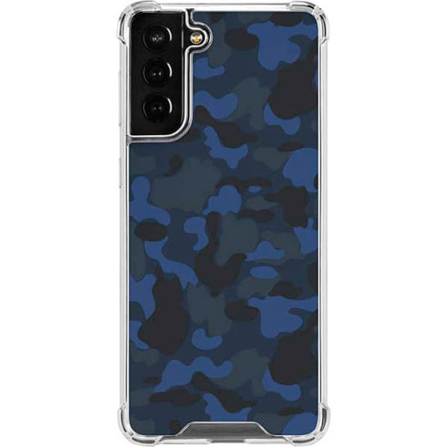 Blue Street Camo Galaxy S21 FE Clear Case